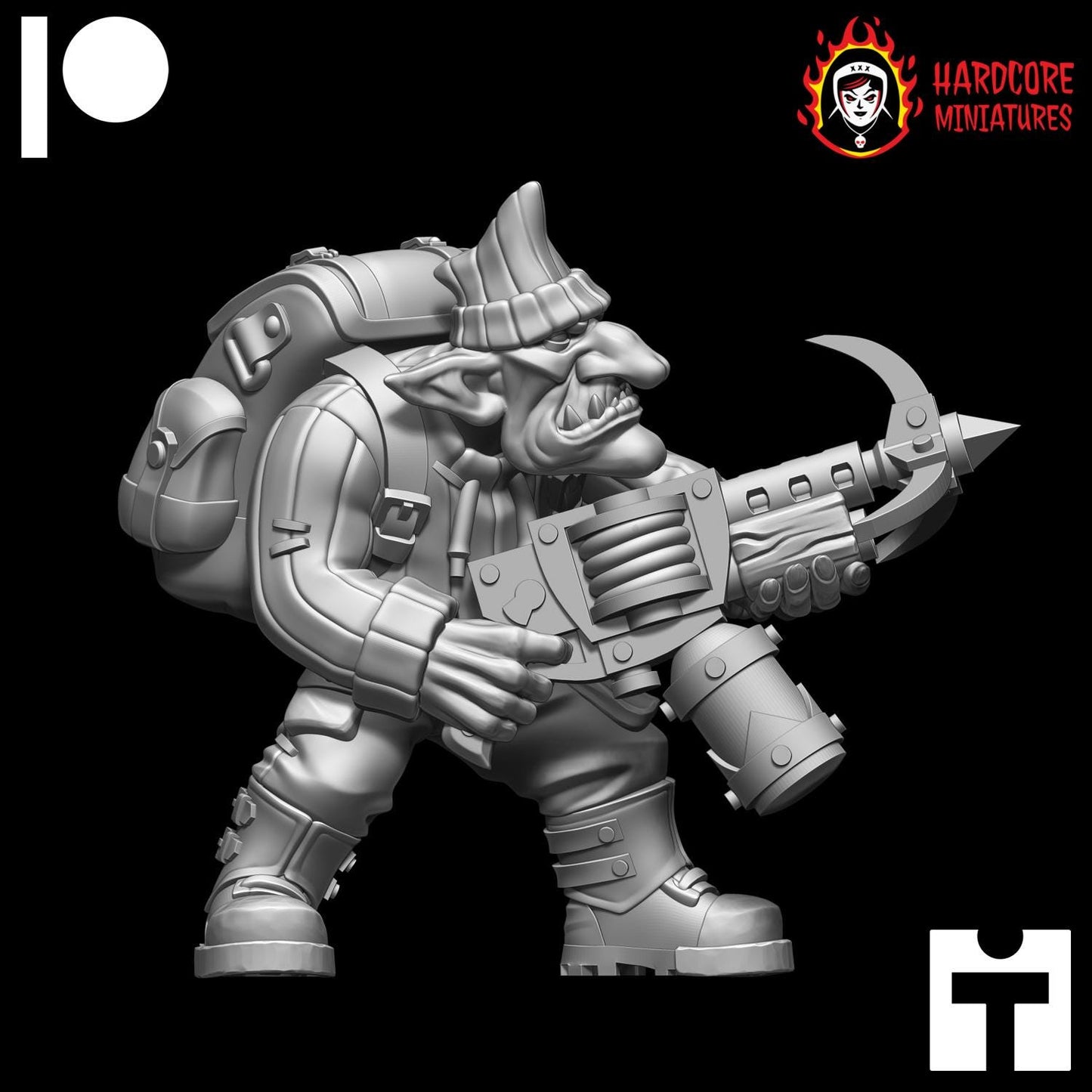 Kommando Brit Gobbo with Grappling Hook - Hardcore Miniatures - Modular Ork Boyz