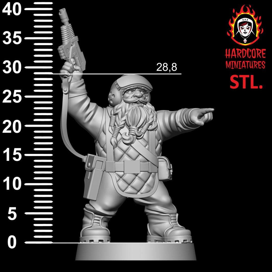 16 x Classic Space Dwarves - Galactic Dwarves of the Dwarf Squat division Imperial - Sci-fi - Hardcore Miniatures