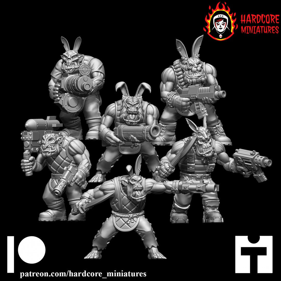 12 x Space Orcs Easter Bunny Heads - Orkaz Orcs