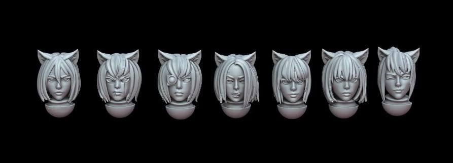 20 x Catgirl Heads - Infantry of the Guard Imperial Militarum Astra - Saint Decent
