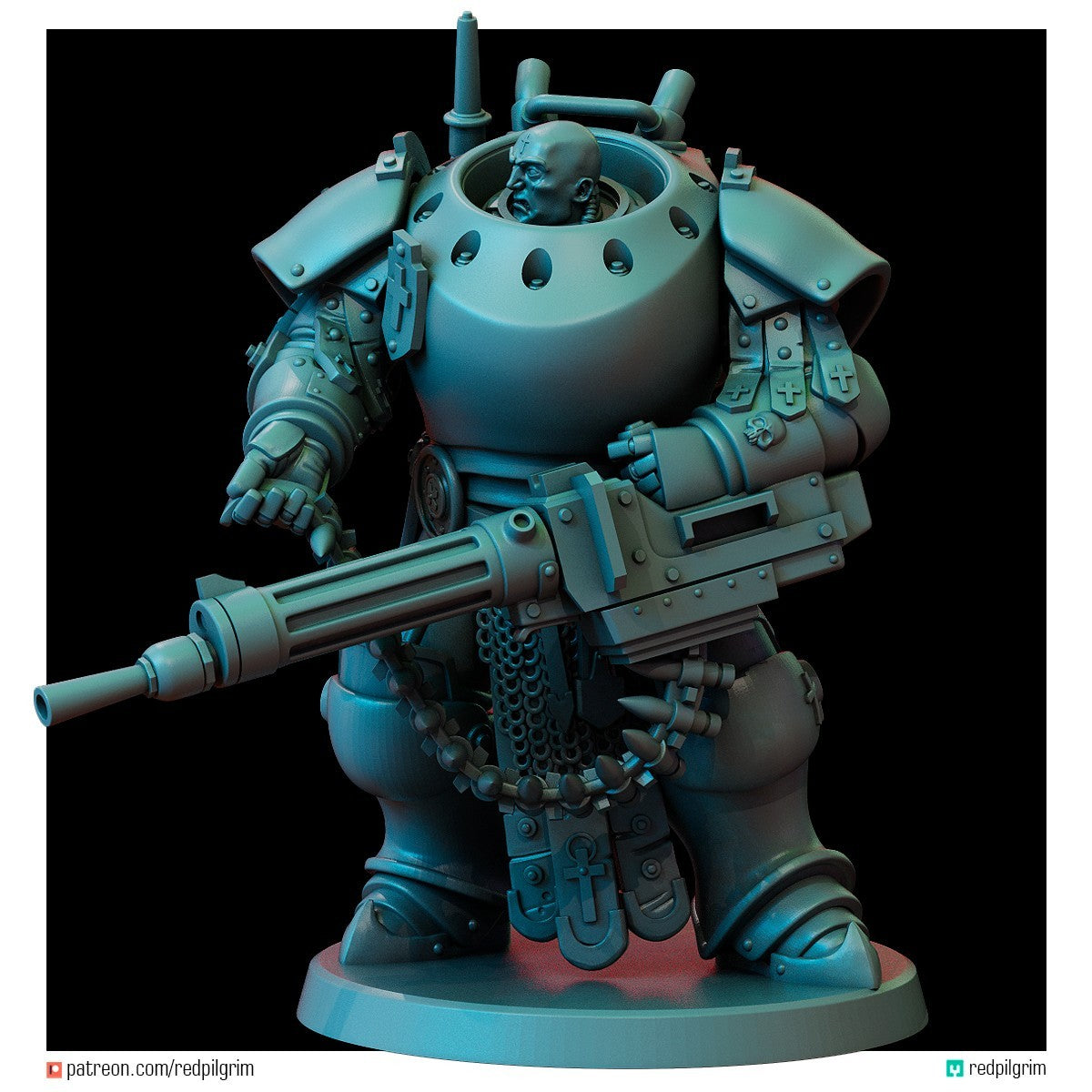 Lieutenant in Machine Armour with Machine Gun- Trench Crusade