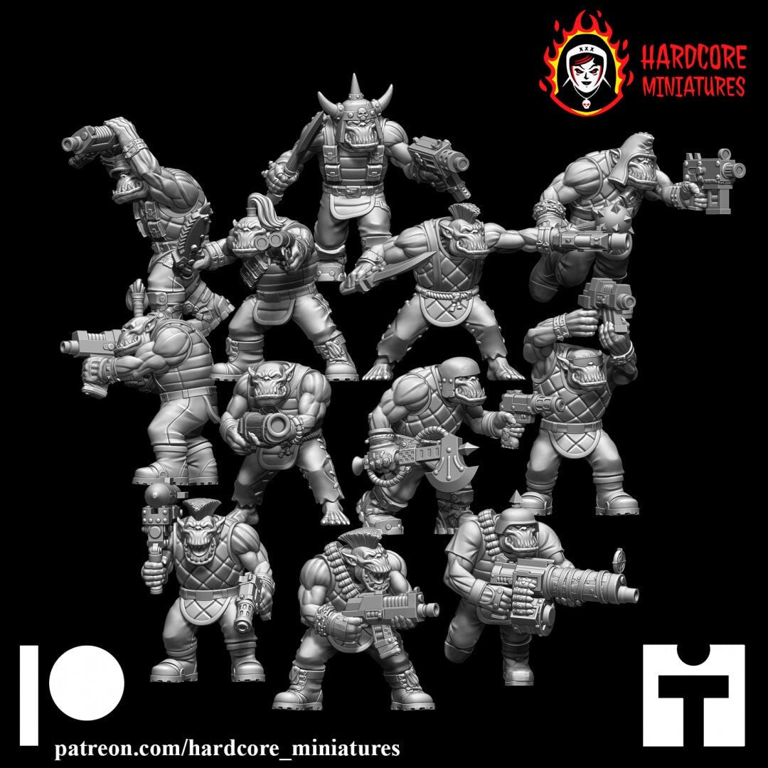 12 x Space Orks Retro Boyz  - Modular - Hardcore Miniatures