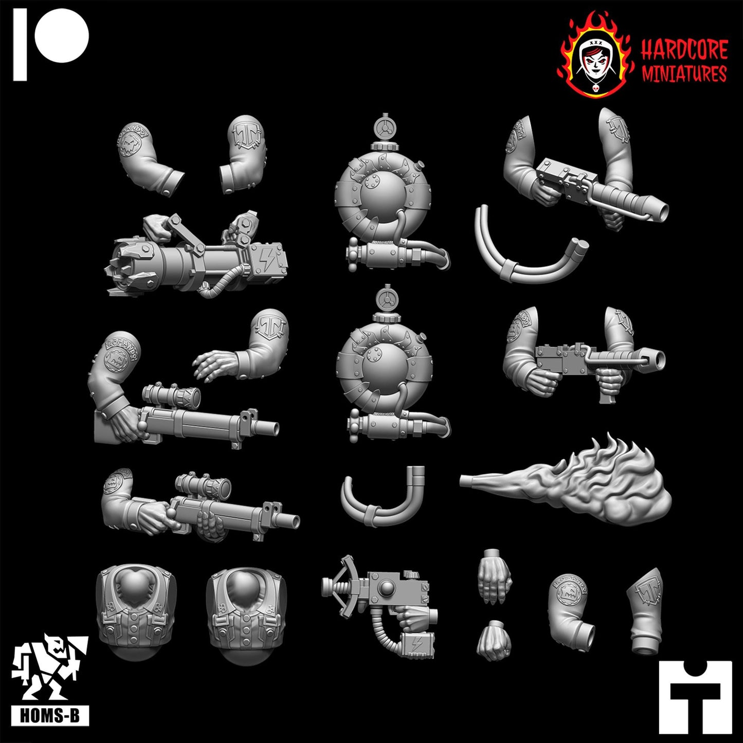 Space Brit Orcs Kommandoz Special Weapons - Hardcore Miniatures - Modular Ork Boyz