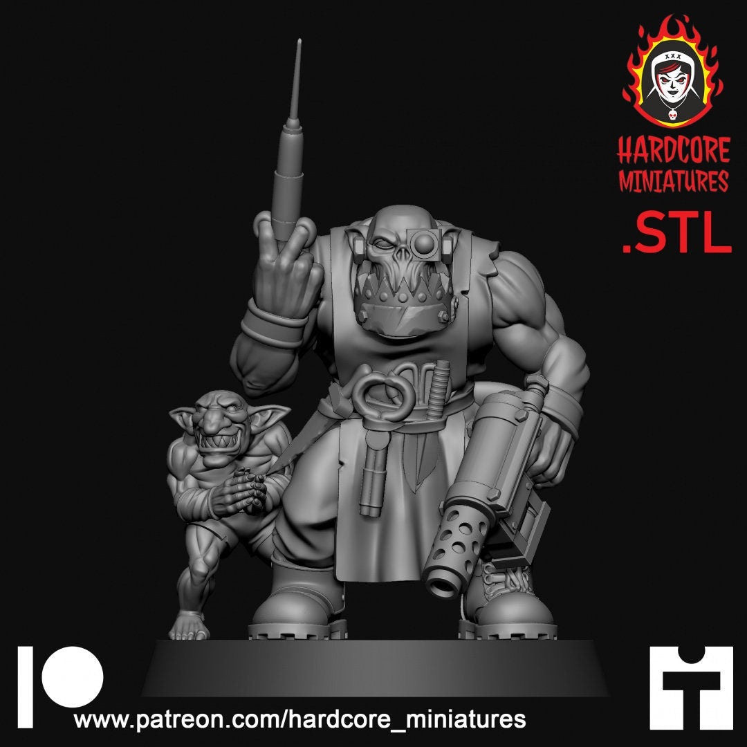 Space Orc Doctor of the Skull Gang - Orkaz Ork Orc Boyz Big Tootha - Nobz Nob, Shoota Boys - Patrol of Combat - Hardcore Miniatures