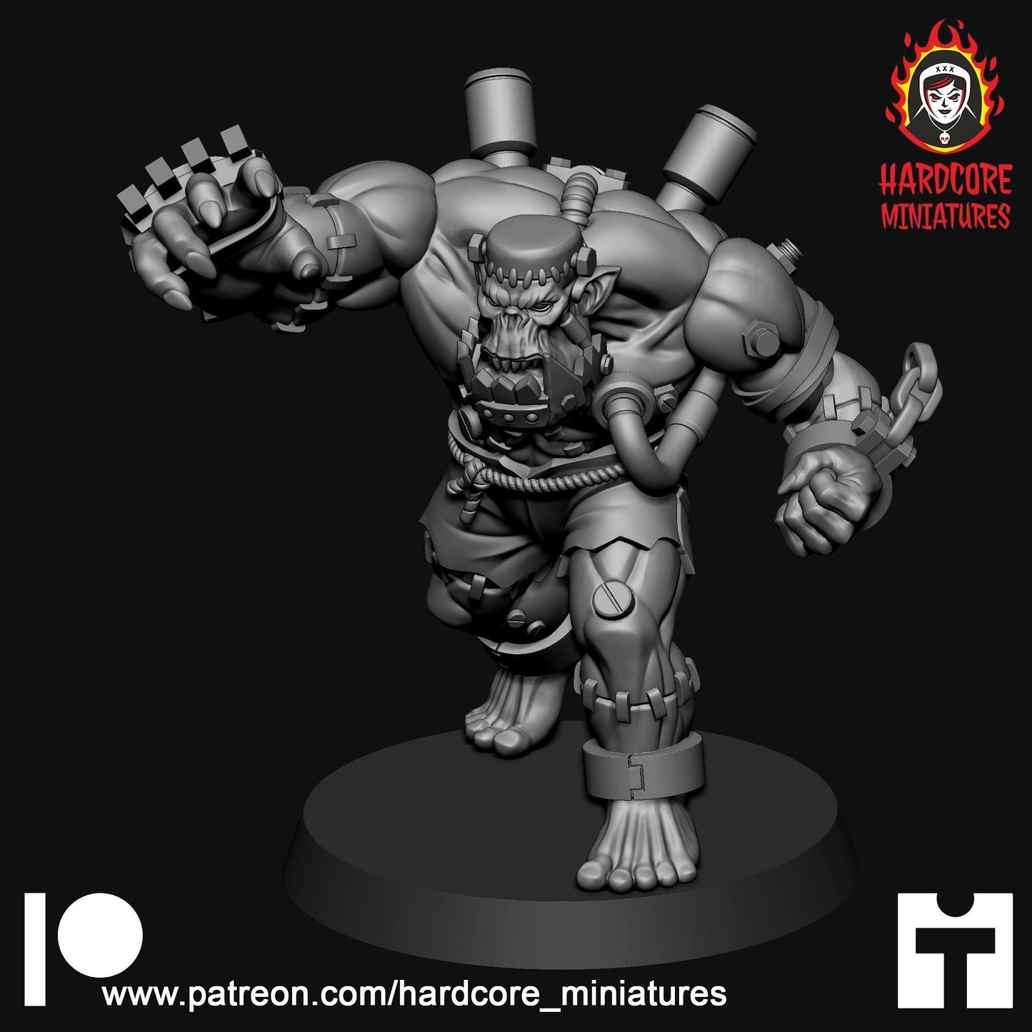 Frankenork Space Orc of the Skull Gang - Orkaz Ork Orc Boyz Big Tootha - Nobz, Shoota Boys - Patrol of Combat - Hardcore Miniatures