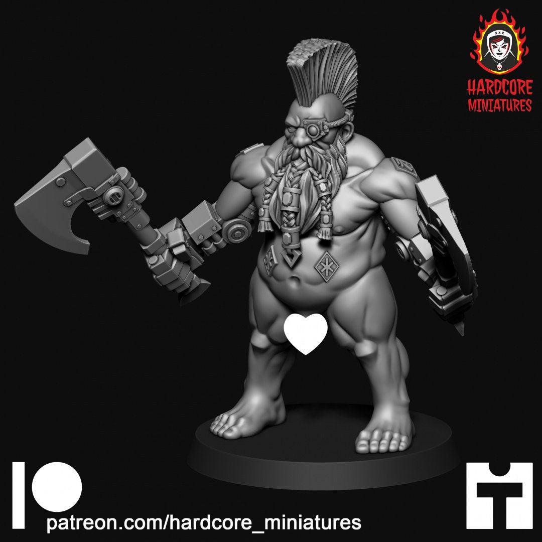 Cyber Slayer Dwarf NSFW - Galactic Dwarves of the Dwarf Squat division Imperial - Sci-fi - Hardcore Miniatures