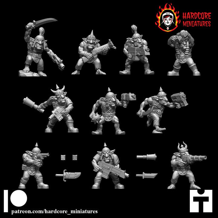 10 x Retro Gobbos - Goblins - Orcs Orks Orkaz Boyz Gretchin Runtherd