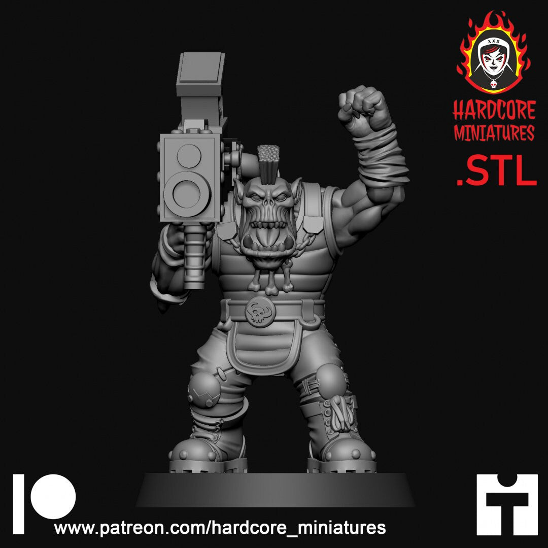 9 x Classic Space Orcs Dead Skull Gang - Orkaz Ork Orc Boyz Big Tootha - Nobz Nob, Shoota Boys - Patrol of Combat - Hardcore Miniatures