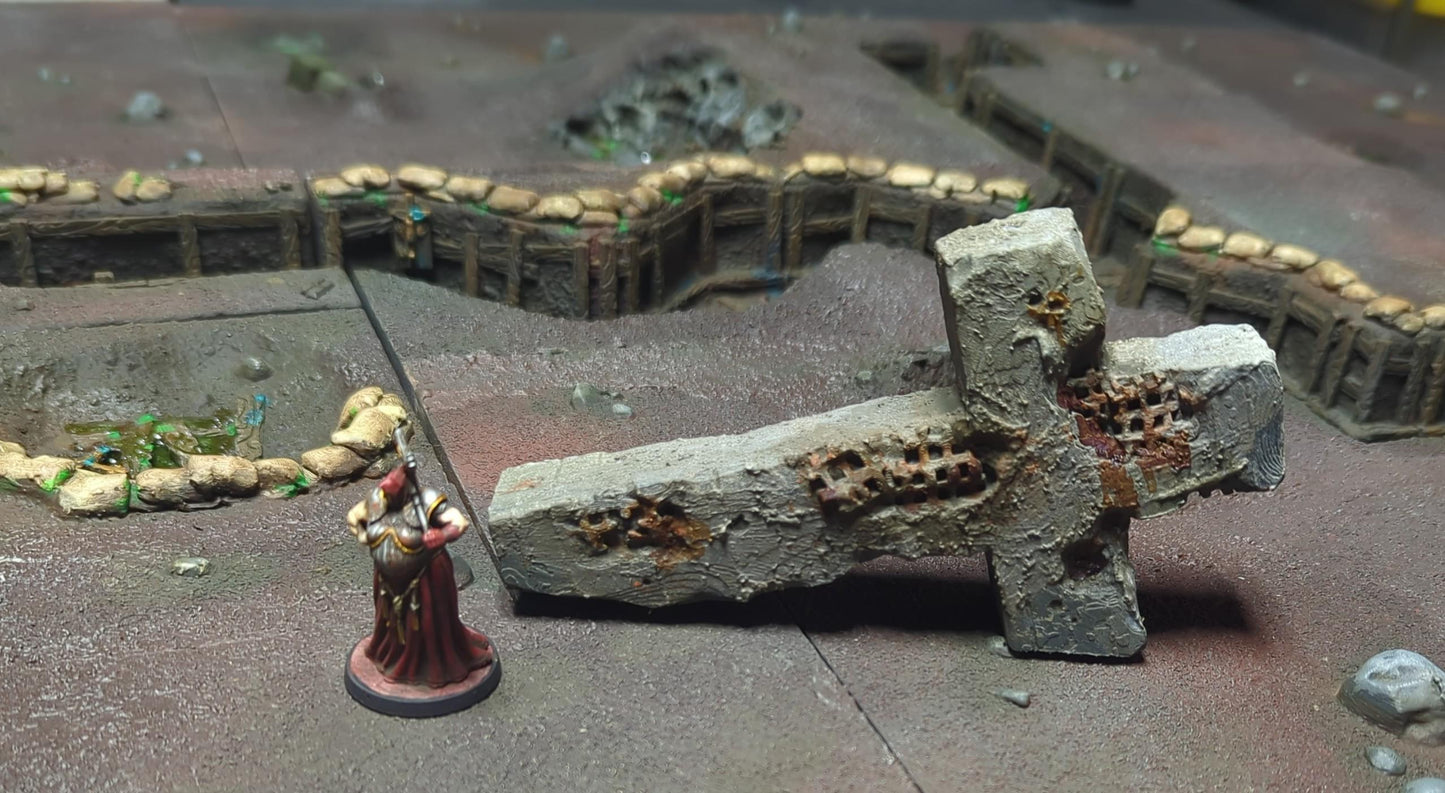 Large Trench Brutal Cross Terrain - Crusade Scenery
