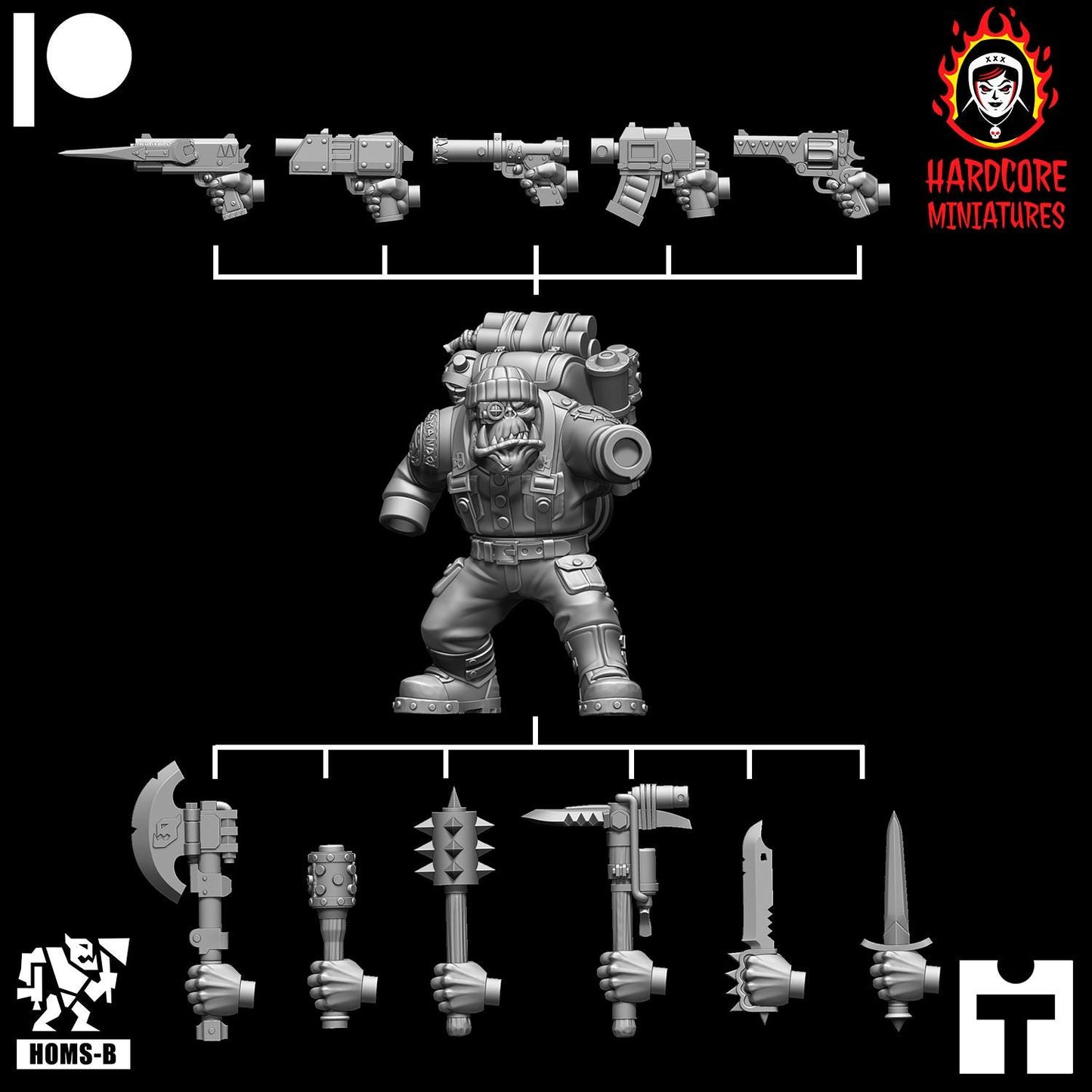 Space Brit Orcs Bits - Hardcore Miniatures - Modular Ork Boyz