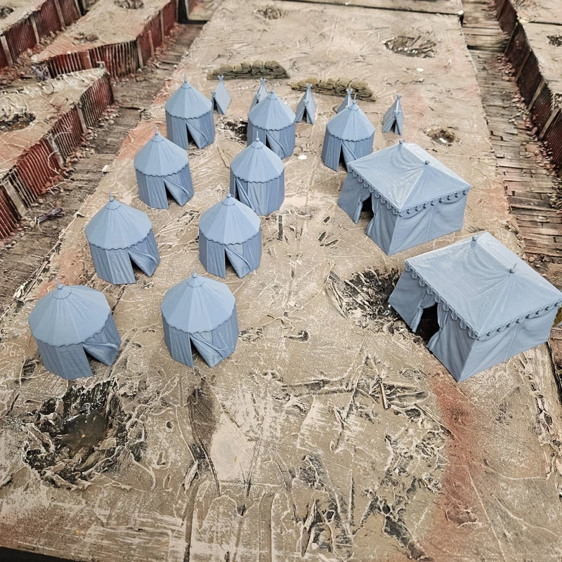 Siege Tents - Full Set. Wargaming Scenery - Tabletop Gaming Wargaming Compatible with Trench War Model Terrain 28/32mm