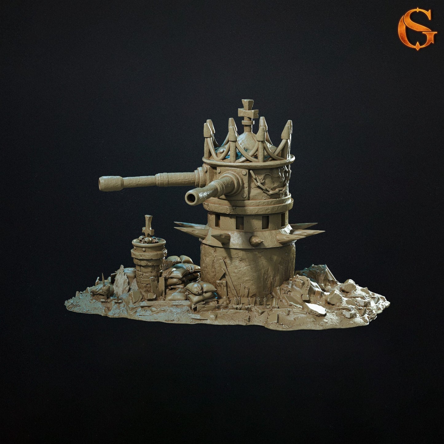Dual Cannon Bunker Styled for Trench Crusade Scatter Terrain