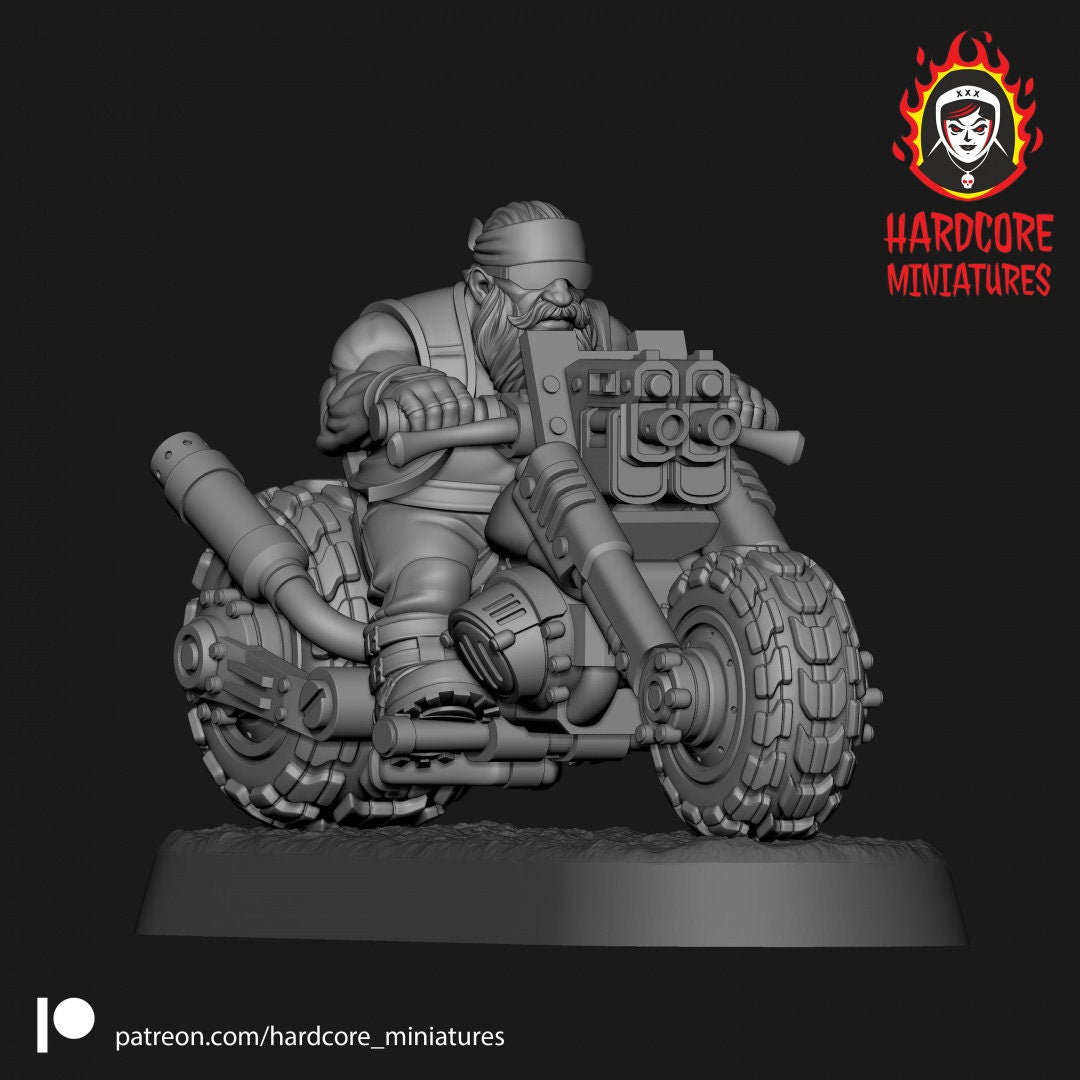 5 x Space Dwarf Bikers Set - Galactic Dwarves of the Dwarf Squat division Imperial - Hardcore Miniatures