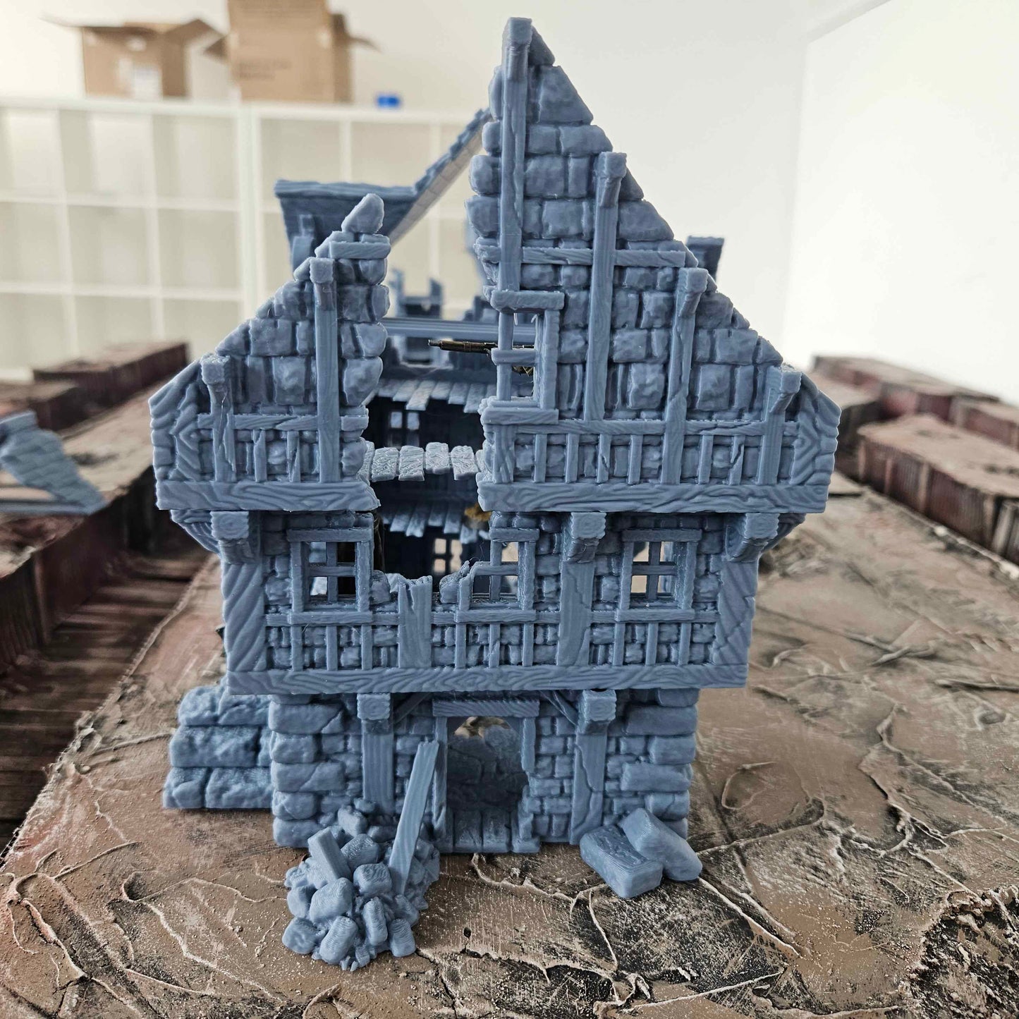 Large Ruined Building – Wargaming Scenery / Terrain - Tabletop Trench War - 28/32mm