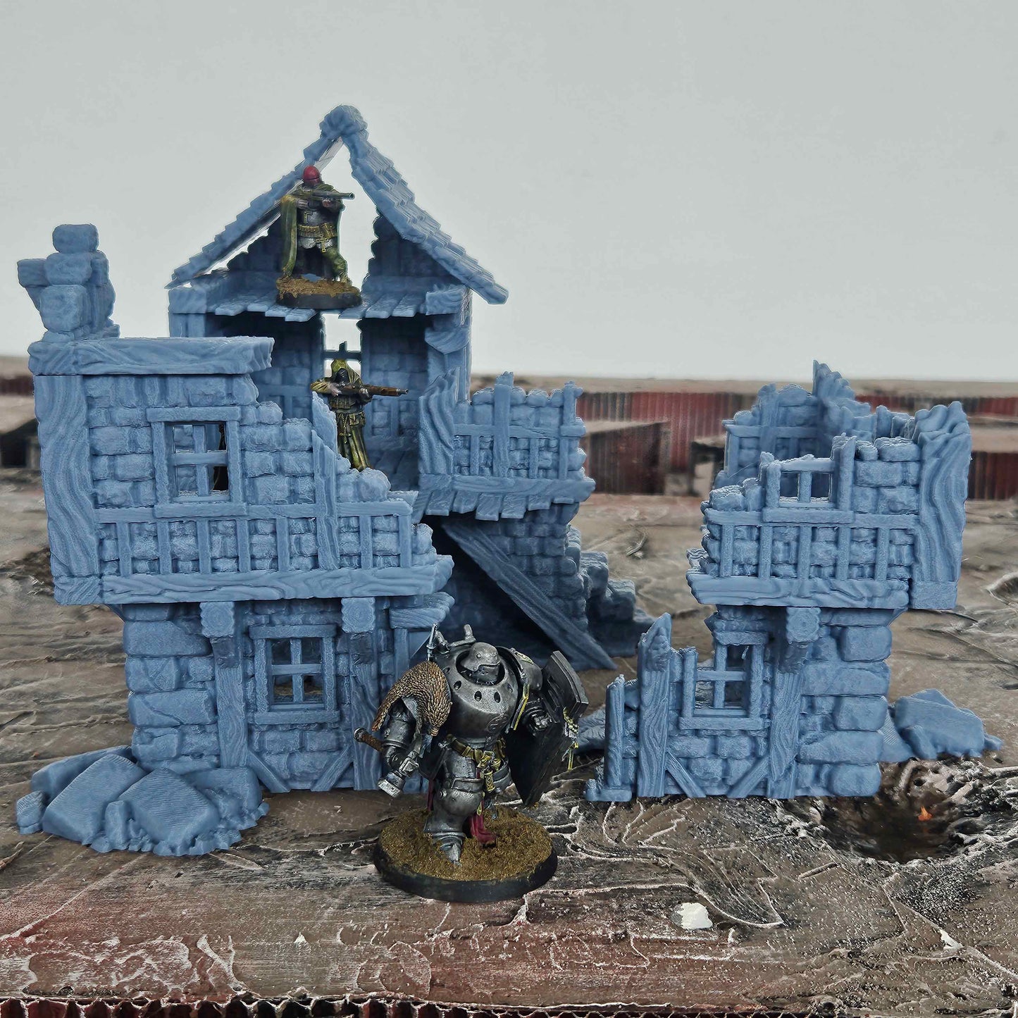 Large Ruined Manor House -  Wargaming Scenery - Tabletop Gaming Wargaming Compatible with Trench War Model Terrain 28/32mm