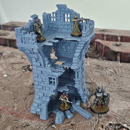 Large Ruined Tower – Wargaming Scenery / Terrain - Tabletop Trench War (28/32mm)