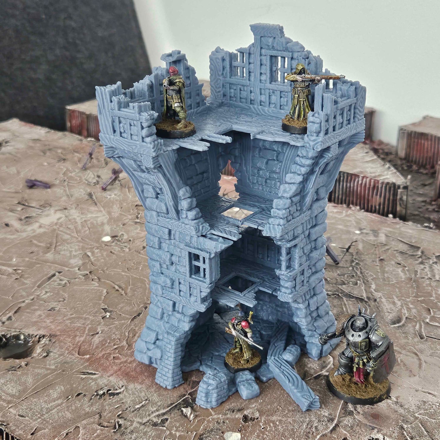 Large Ruined Tower – Wargaming Scenery / Terrain - Tabletop Trench War (28/32mm)