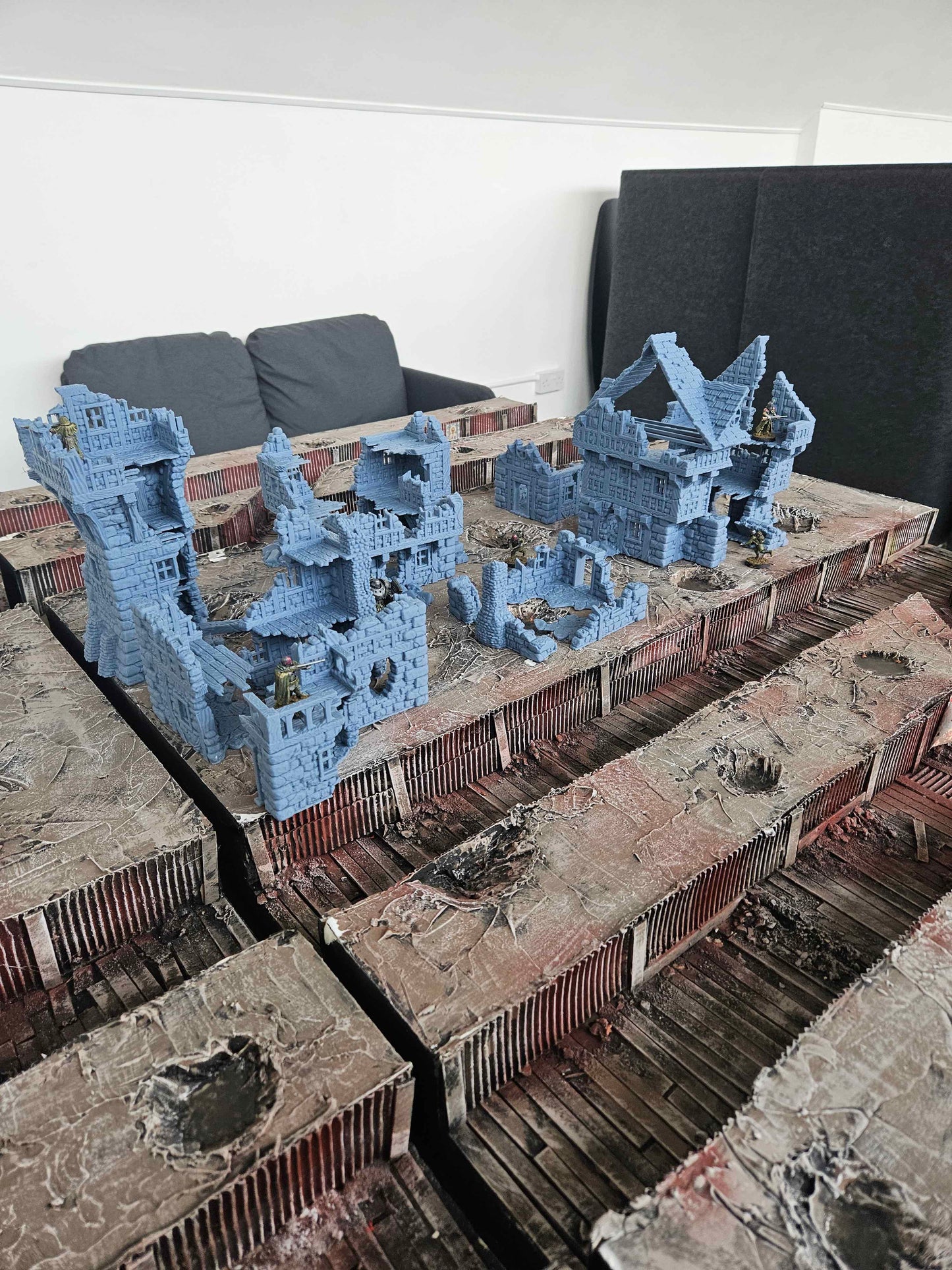 Large Ruined Village Set - 6 Buildings - Wargaming Scenery - Tabletop Gaming Wargaming Compatible with Trench War Model Terrain 28/32mm