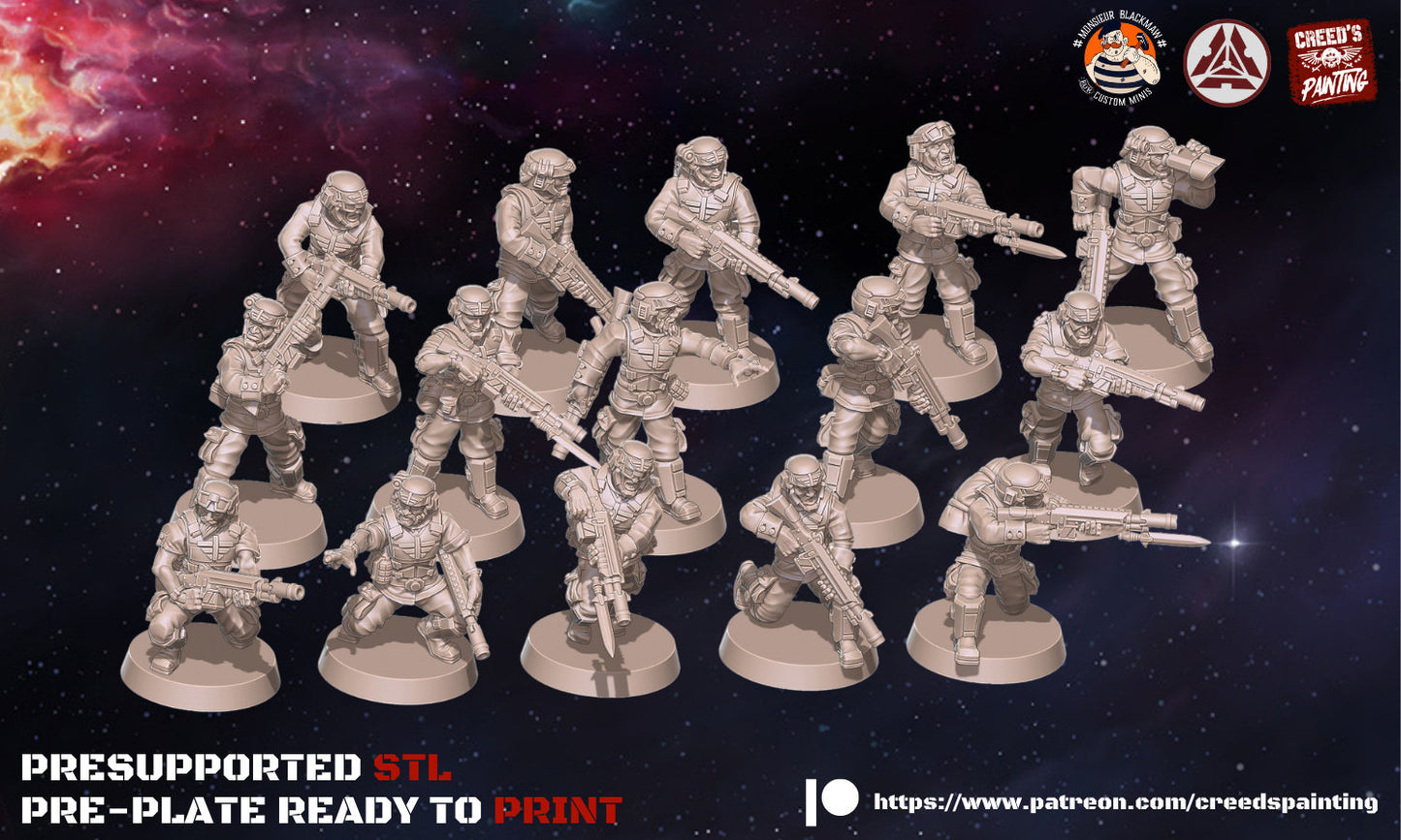 15 x Rundsgaard Cadet Squad - Heavy Infantry of the Imperial Regiment Guard Militarum Astra - Cadia Proxy
