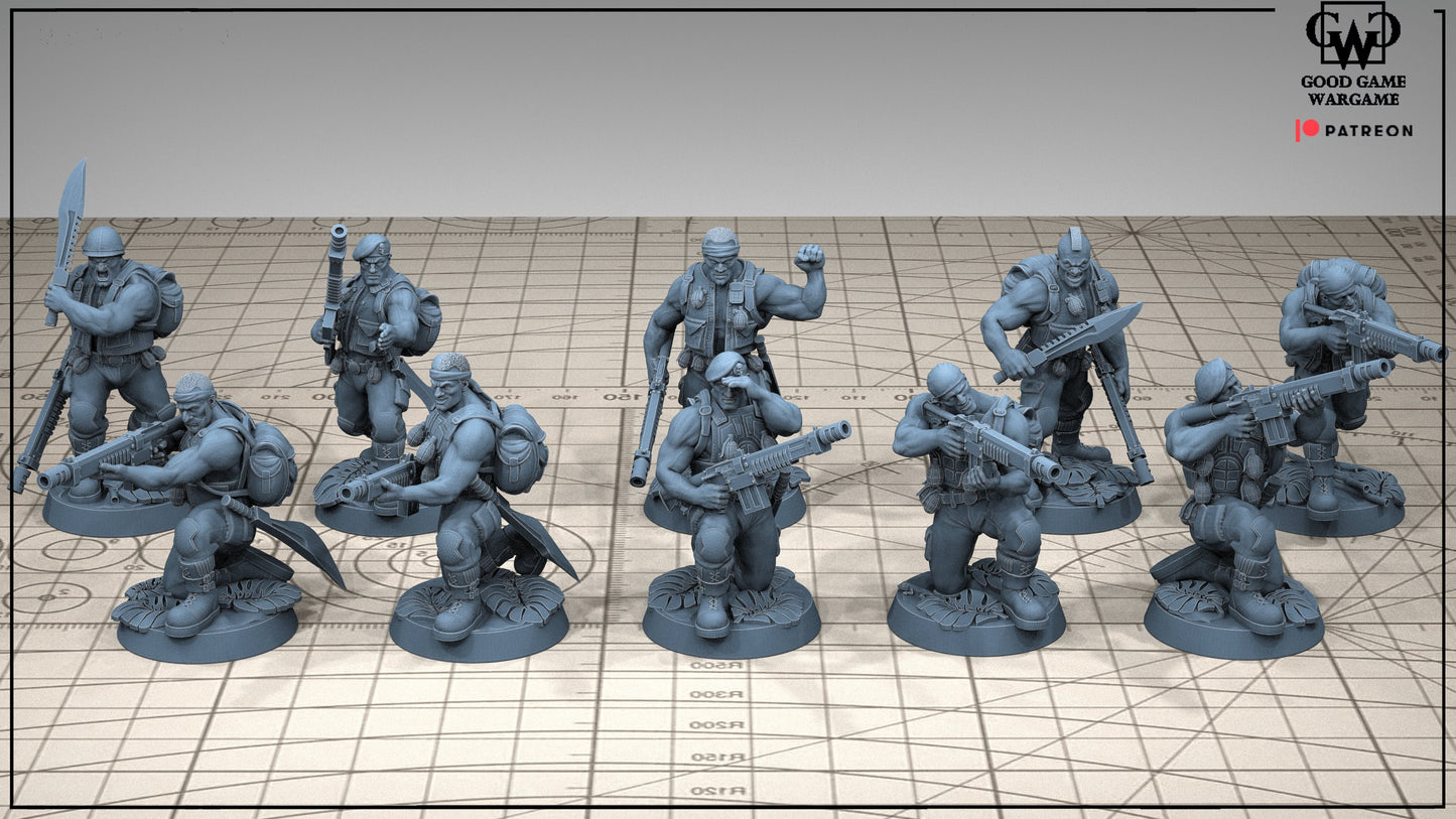 10 x Imperial Jungle Fighters of the Warrior Guard Division Squad 2 -Patrol Combat Korps Assembled -Militarum