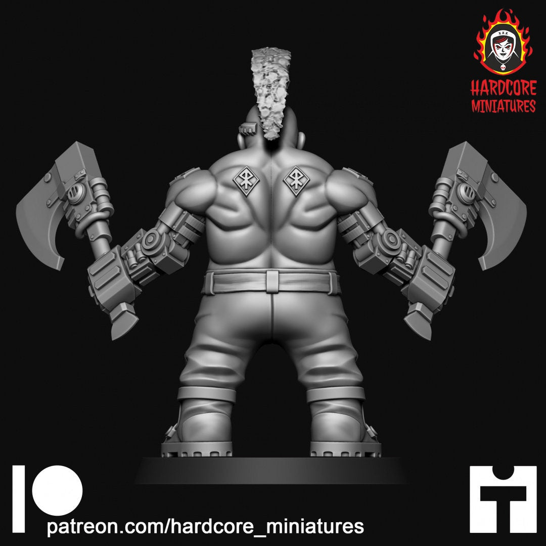 Cyber Slayer Dwarf - Galactic Dwarves of the Dwarf Squat division Imperial - Sci-fi - Hardcore Miniatures