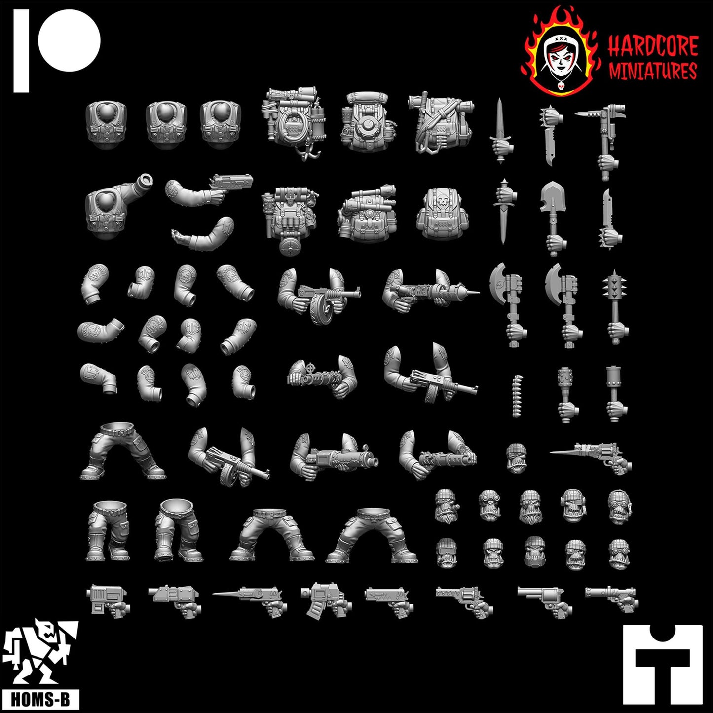 Space Brit Orcs Bits - Hardcore Miniatures - Modular Ork Boyz