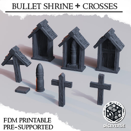 10 x Trench Bullet Cross Shrines Set Terrain - Crusade Scenery - Tabletop Wargaming Terrain
