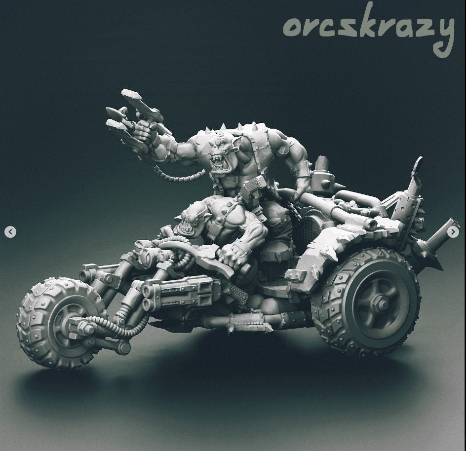 Ork Mega Wartrike - Ork Orkaz Orc Warbikes, Bikers, Cavalry - OrcsKrazy