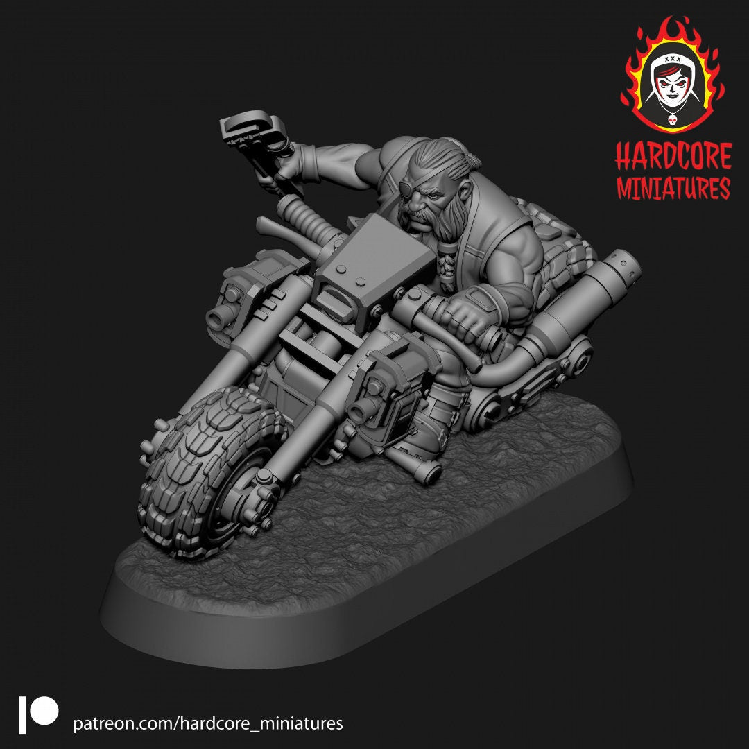 5 x Space Dwarf Bikers Set - Galactic Dwarves of the Dwarf Squat division Imperial - Hardcore Miniatures