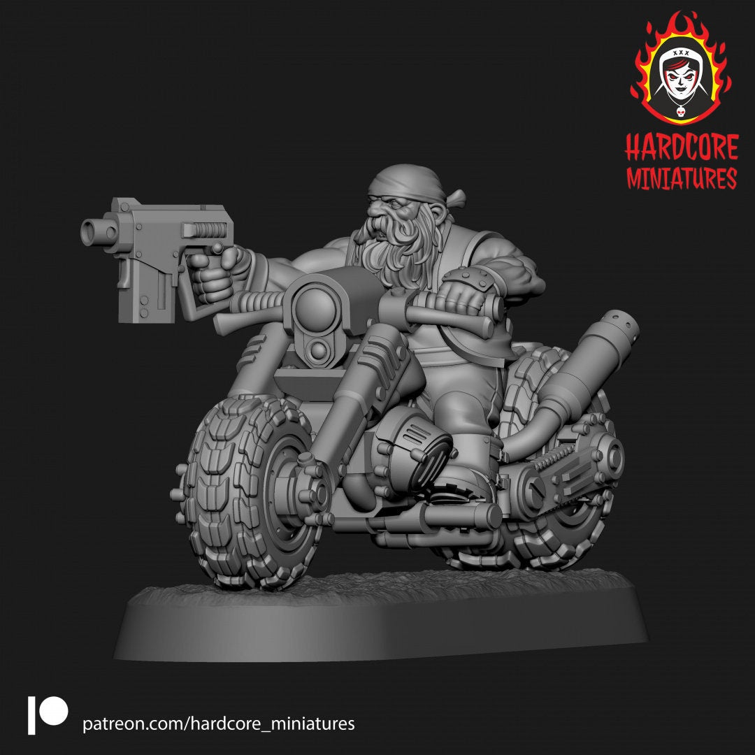 5 x Space Dwarf Bikers Set - Galactic Dwarves of the Dwarf Squat division Imperial - Hardcore Miniatures