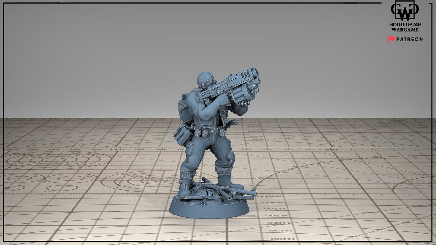 5 x Heavy Weapons Imperial Jungle Fighters of the Warrior Guard Division - Assembled - Patrol Combat Korps