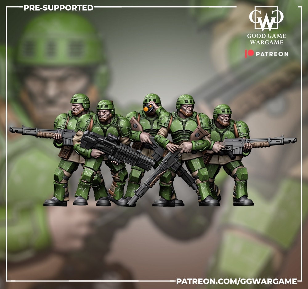 20 x Imperial Shock Fighters of the Warrior Guard Division of War - Patrol Combat Korps Assembled - Militarum - Heavy Weapon Infantry