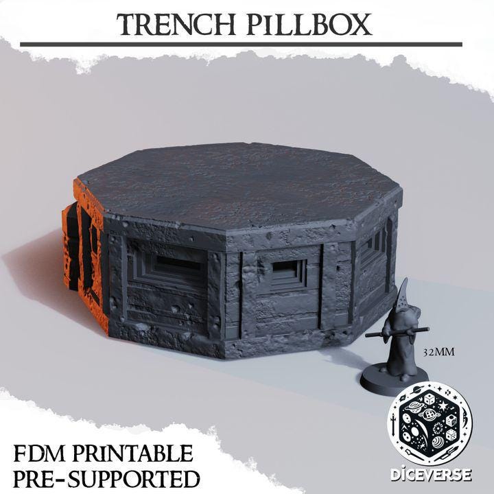 Trench Pilgrim Terrain Pillbox - Trench War - FDM Printed