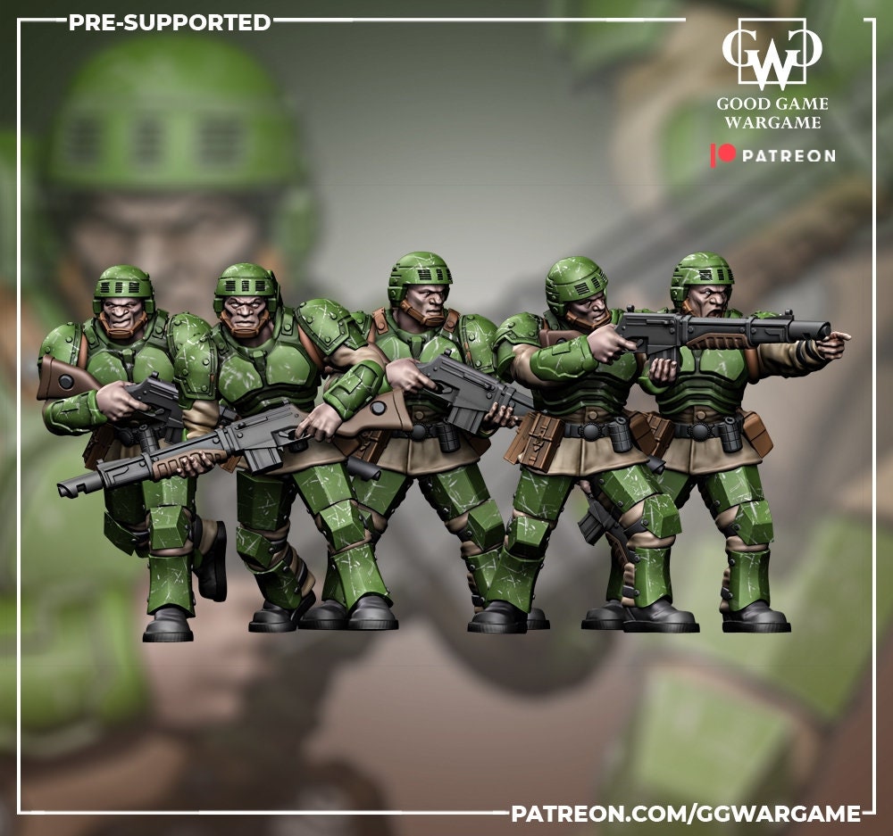 20 x Imperial Shock Fighters of the Warrior Guard Division of War - Patrol Combat Korps Assembled - Militarum - Heavy Weapon Infantry