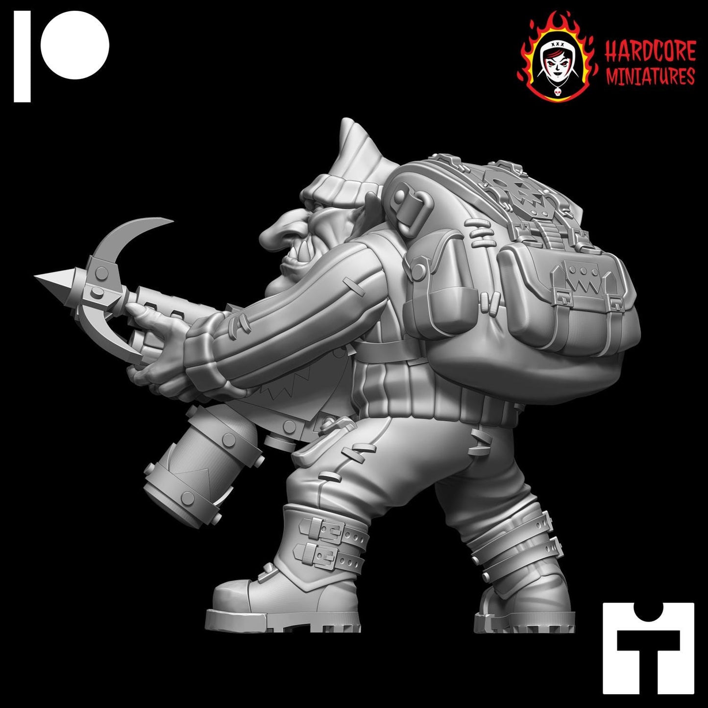 Kommando Brit Gobbo with Grappling Hook - Hardcore Miniatures - Modular Ork Boyz