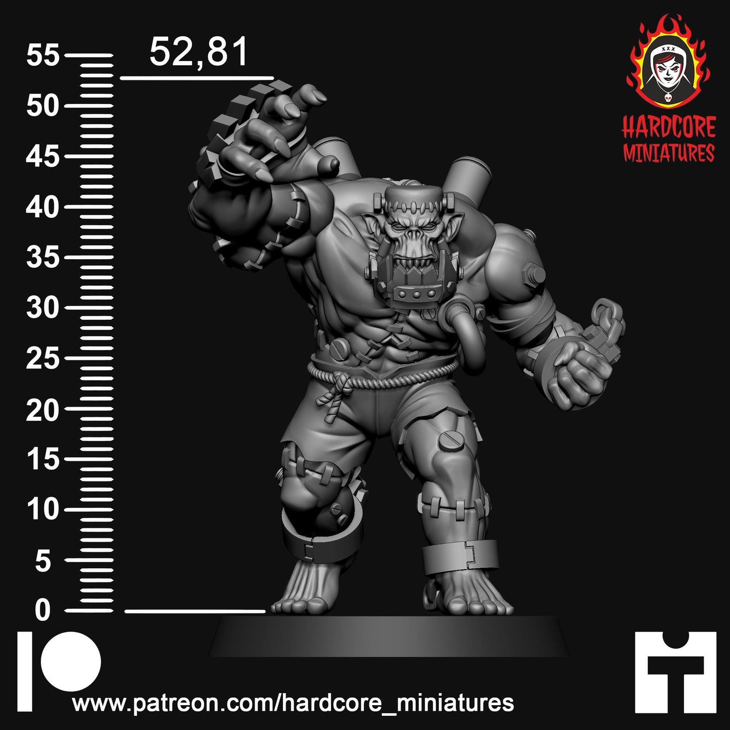 Frankenork Space Orc of the Skull Gang - Orkaz Ork Orc Boyz Big Tootha - Nobz, Shoota Boys - Patrol of Combat - Hardcore Miniatures