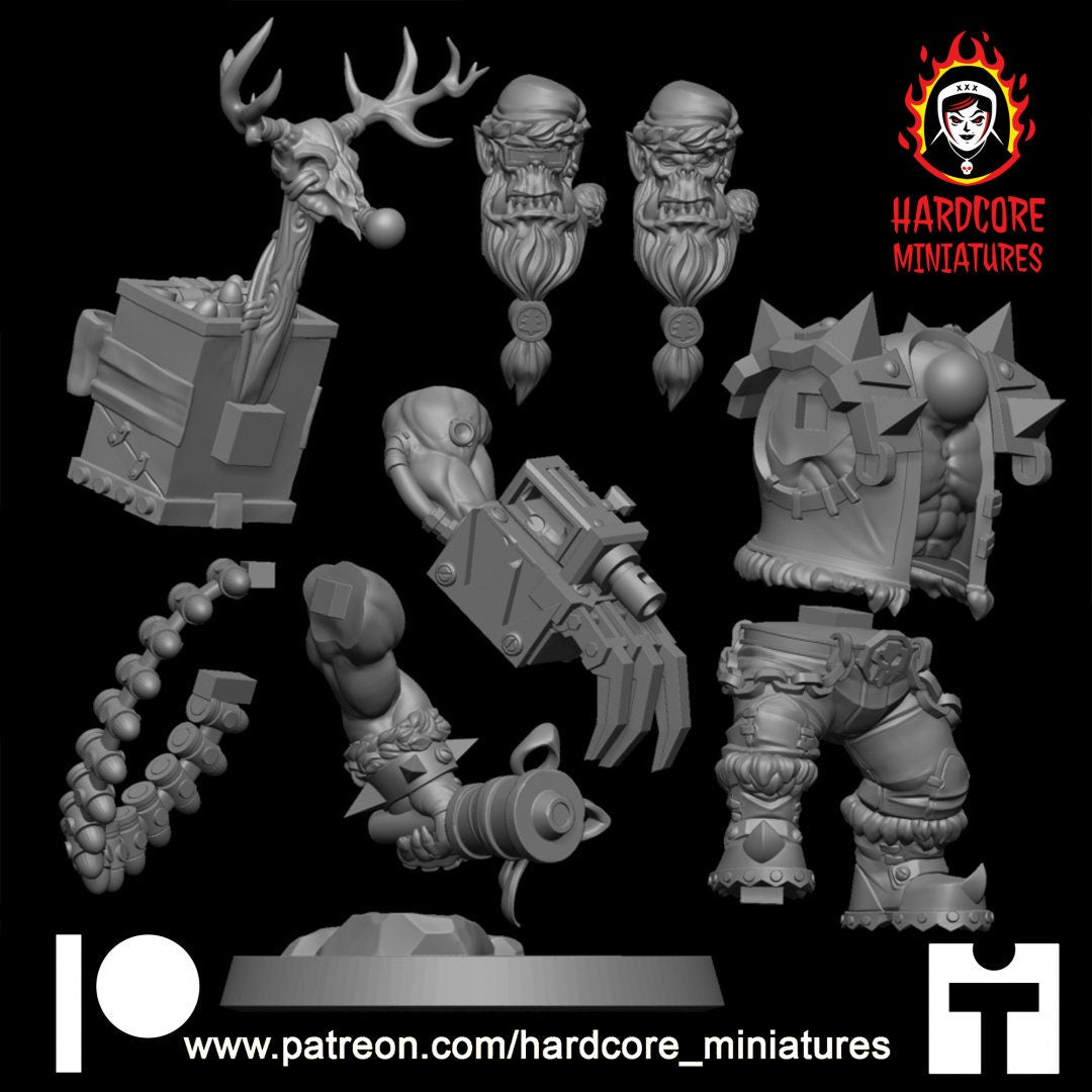 Santa Claws Boss Ork Orc - Orcs Orks Orkaz Boyz - Hardcore Miniatures - Slugga