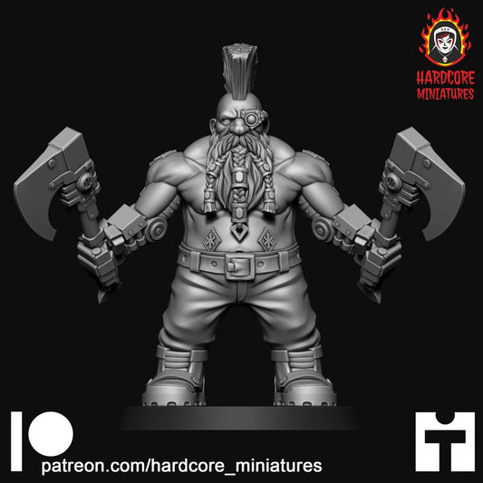 Cyber Slayer Dwarf - Galactic Dwarves of the Dwarf Squat division Imperial - Sci-fi - Hardcore Miniatures