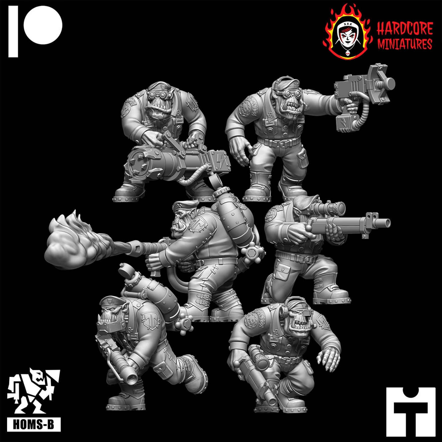 Space Brit Orcs Kommandoz Special Weapons - Hardcore Miniatures - Modular Ork Boyz