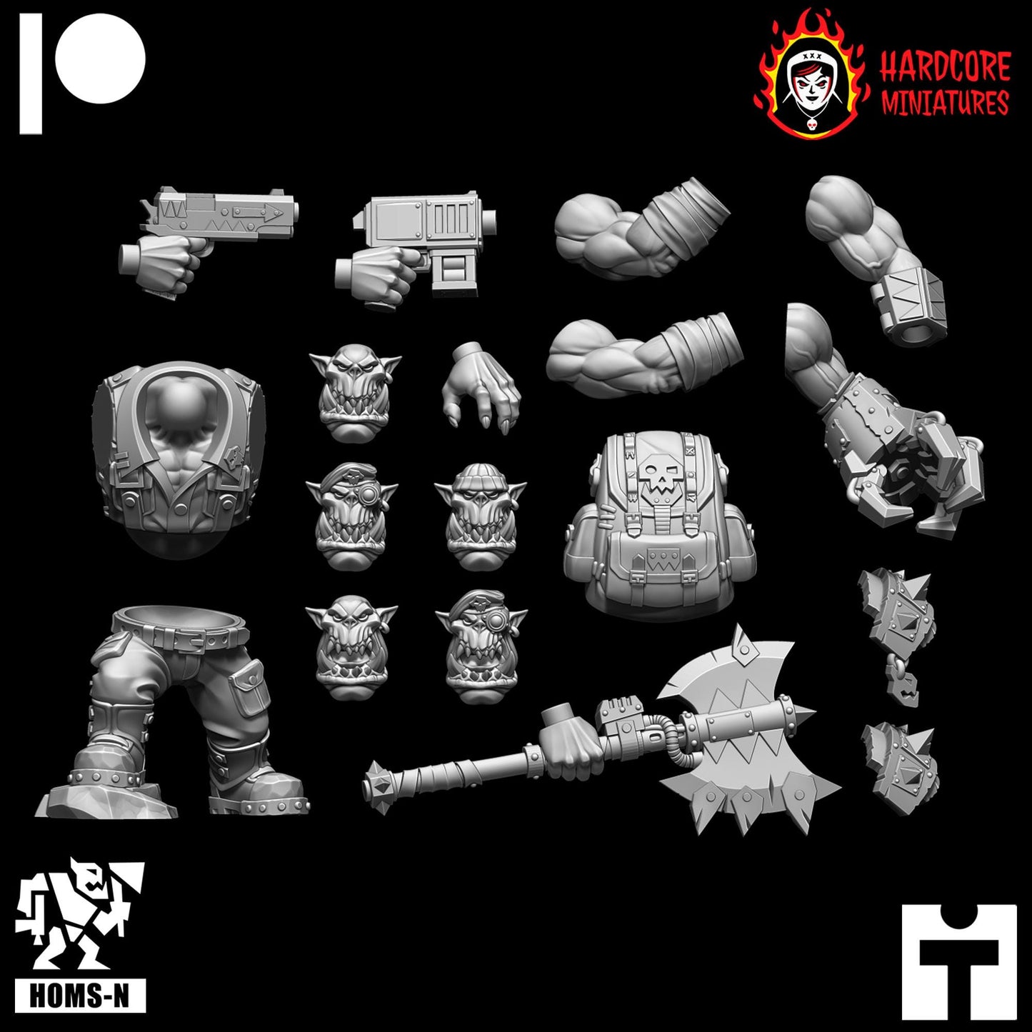 Brit Orcs Noble Big Officer - Hardcore Miniatures - Modular Ork Boyz