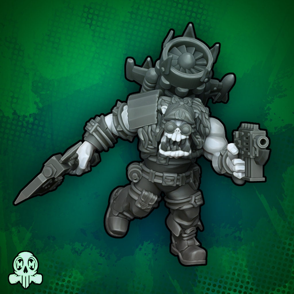 5 x Orkaz Ork Orc Boyz Big Tootha - Boyz that Fly through the Storm - Jetpacks - Orc Jetpack Boys Modular Kit - Malicious Minis