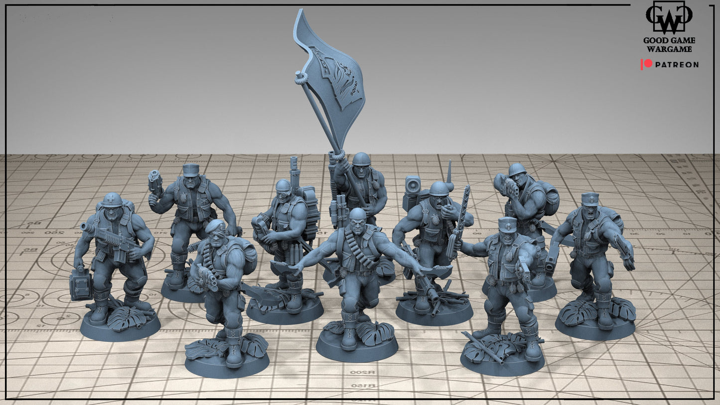 10 x HQ - Head Quarters Imperial Jungle Fighters of the Warrior Guard Division- Patrol Combat Korps Assembled