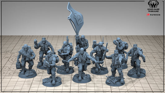 10 x HQ - Head Quarters Imperial Jungle Fighters of the Warrior Guard Division- Patrol Combat Korps Assembled