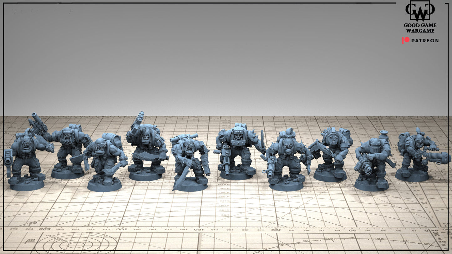 10 x Orkaz Ork Orc Boyz Big Tootha - Nobz Nob, Shoota Boys - Patrol of Combat - Killest of Teams - Squad 2