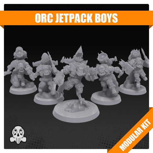 5 x Orkaz Ork Orc Boyz Big Tootha - Boyz that Fly through the Storm - Jetpacks - Orc Jetpack Boys Modular Kit - Malicious Minis