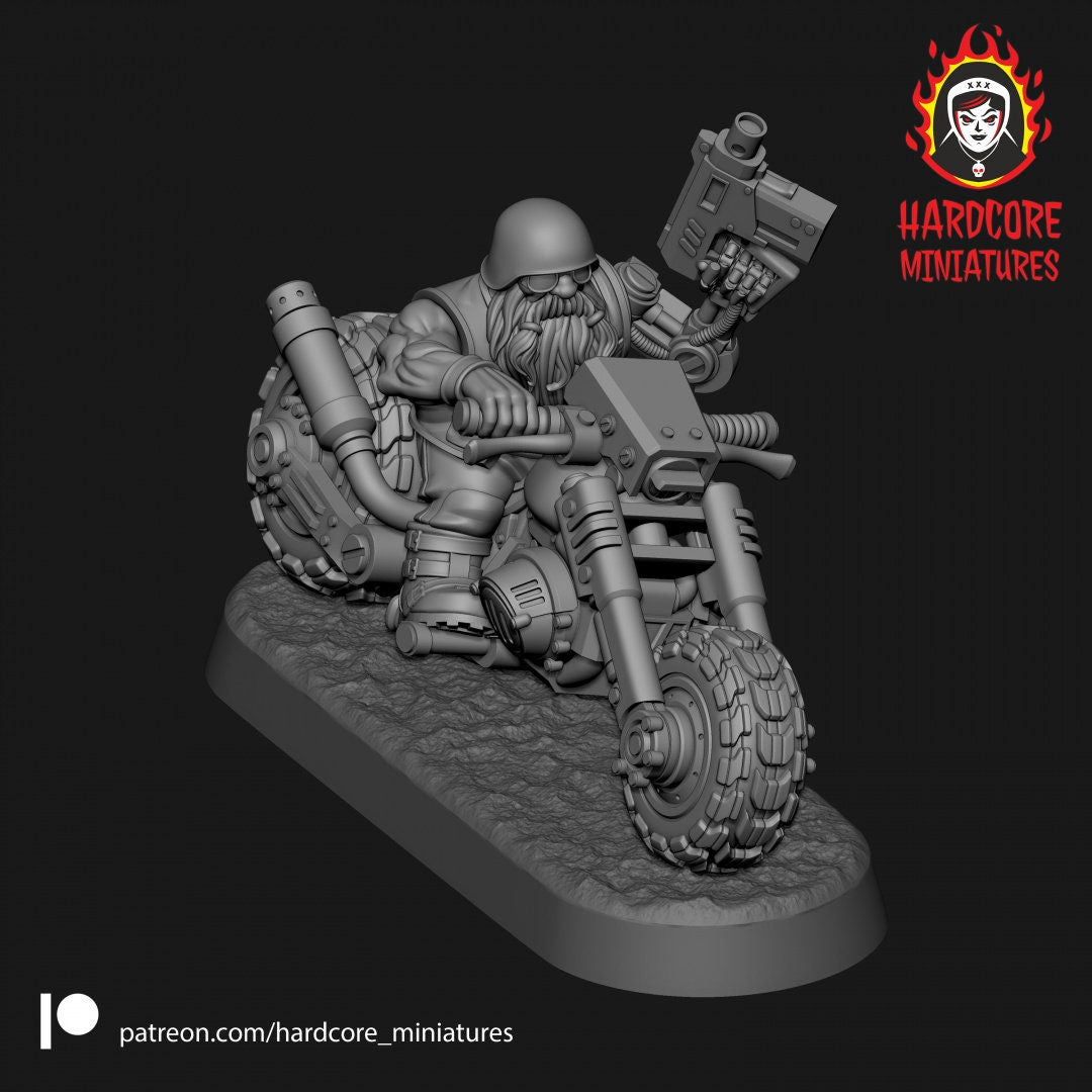 5 x Space Dwarf Bikers Set - Galactic Dwarves of the Dwarf Squat division Imperial - Hardcore Miniatures