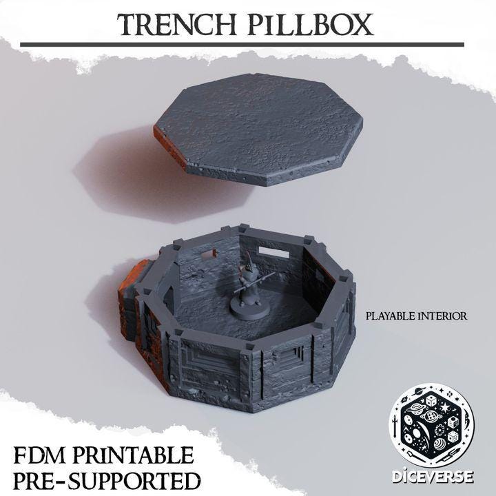 Trench Pilgrim Terrain Pillbox - Trench War - FDM Printed