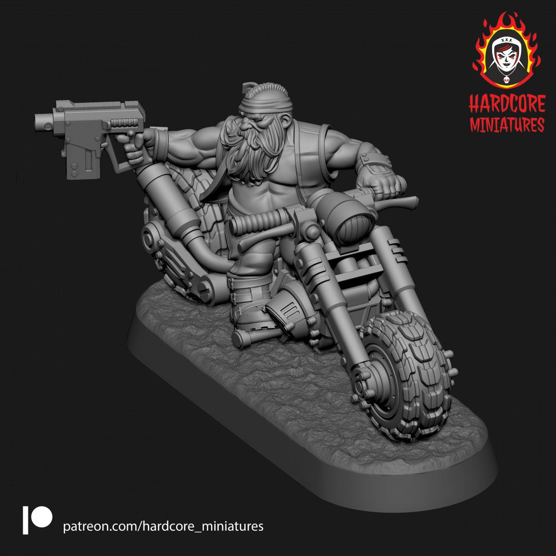 5 x Space Dwarf Bikers Set - Galactic Dwarves of the Dwarf Squat division Imperial - Hardcore Miniatures