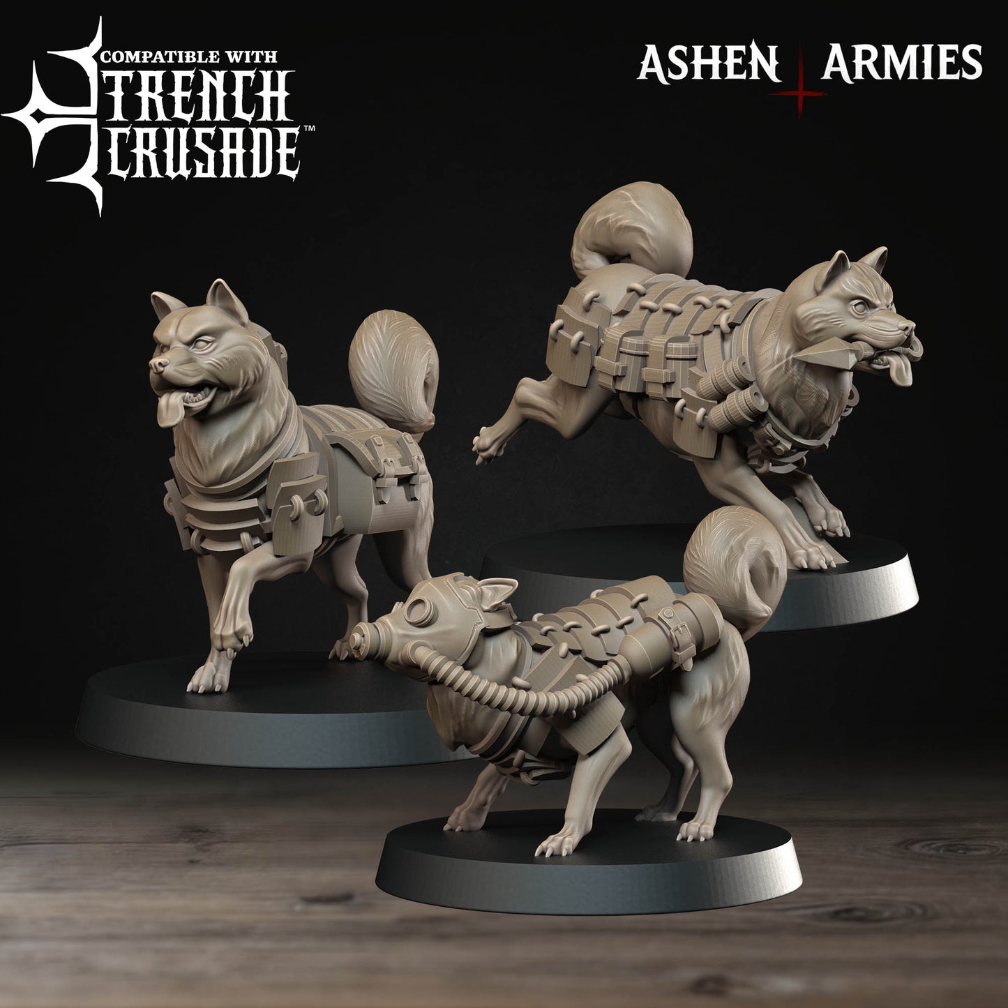 Combat Dogs - Holy Shogunate - Trench War Proxies - Tabletop Gaming - Ashen Armies. Trench Crusade Compatiable.