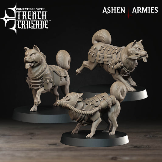 Combat Dogs - Holy Shogunate - Trench War Proxies - Tabletop Gaming - Ashen Armies. Trench Crusade Compatiable.